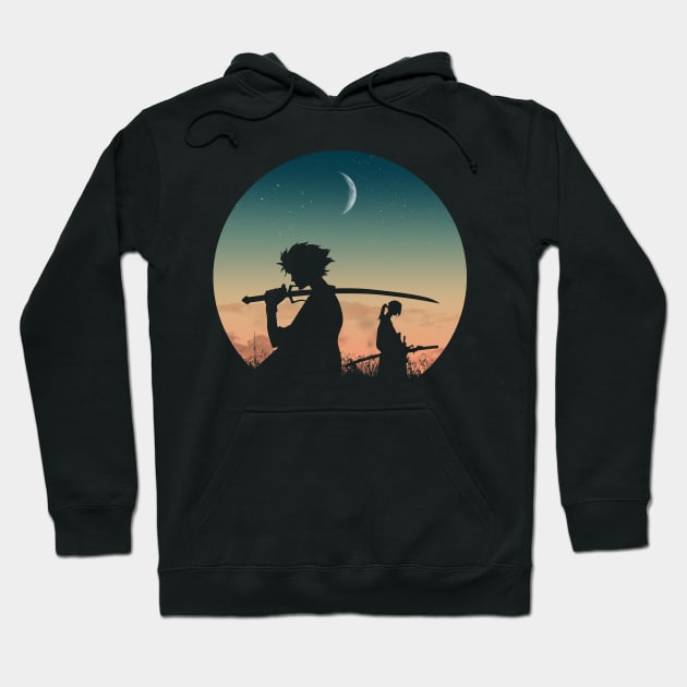 Samurais under the moon Hoodie by ddjvigo